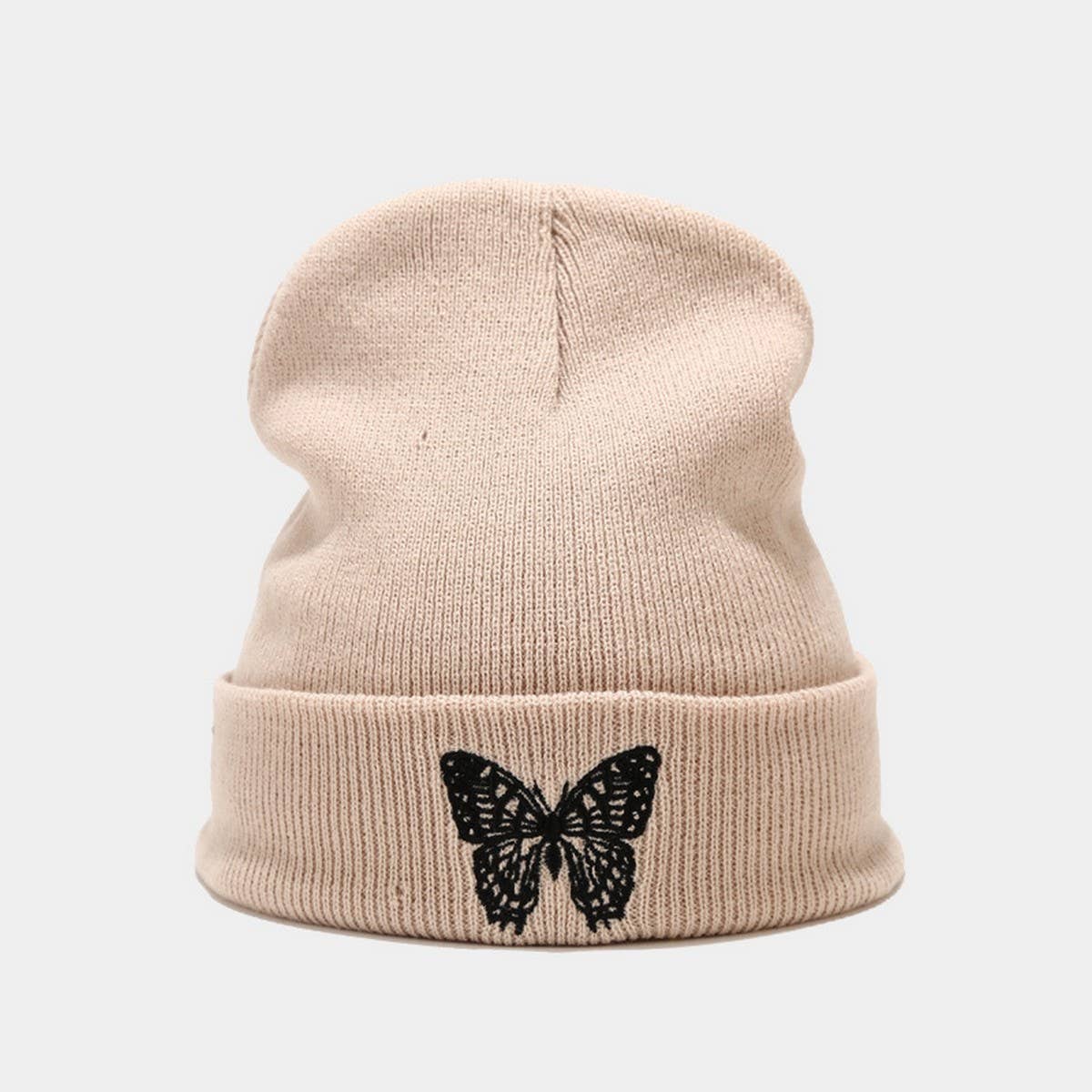BUTTERFLY EMBROIDERY ALL-MATCH WARM KNITTED HAT_CWAH2132