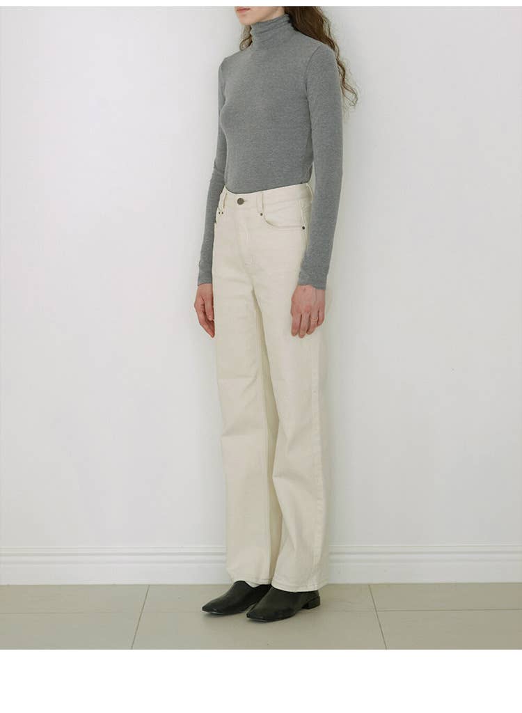 SLIM-FIT HIGH ELASTIC LONG SLEEVE FOLDED T-SHIRT