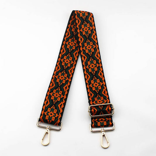 GEOMETRIC EMBROIDERY ADJUSTABLE BAG STRAP