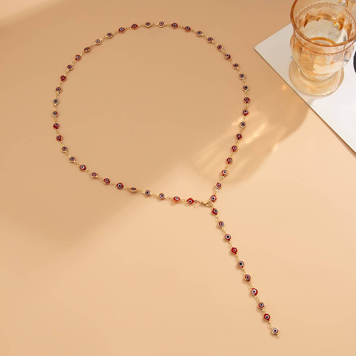 FASHIONABLE COLORFUL CRYSTAL Y-SHAPED NECKLACE