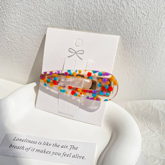 Colored polka dot square acetate plate hair clip