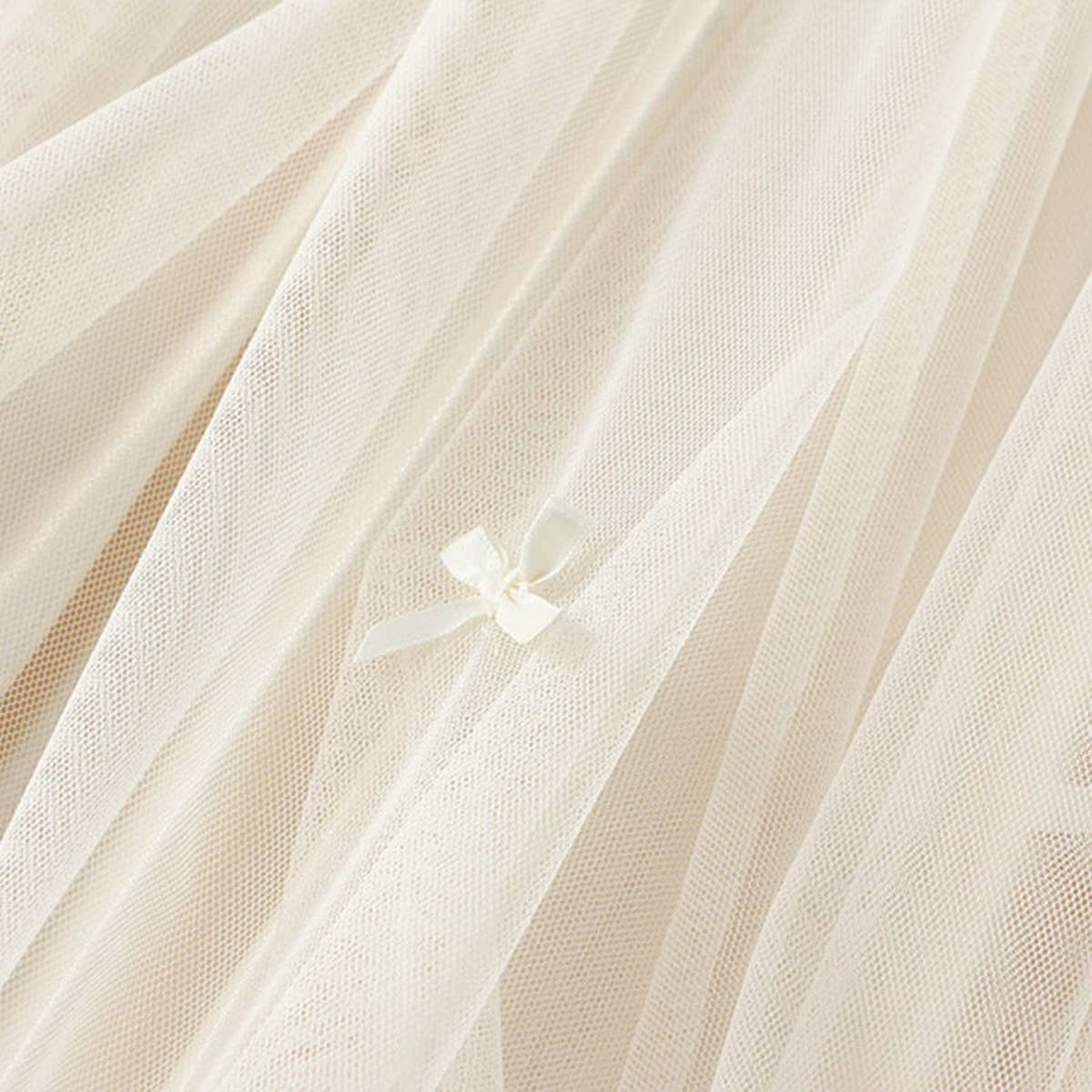 BOWKNOT MESH SKIRT SMALL CLEAR SWEET A-LINE SKIRT_CWBMS0304