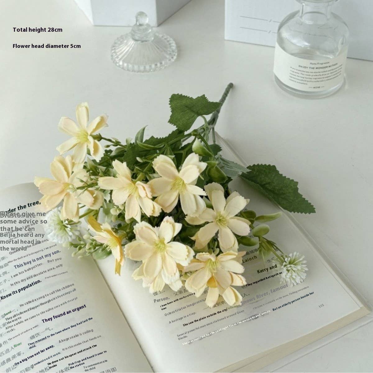 Faux 10-Head Daisy Bouquet for Living Room Decor