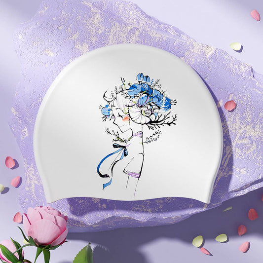 Womens Silicone Waterproof Large Swim Cap