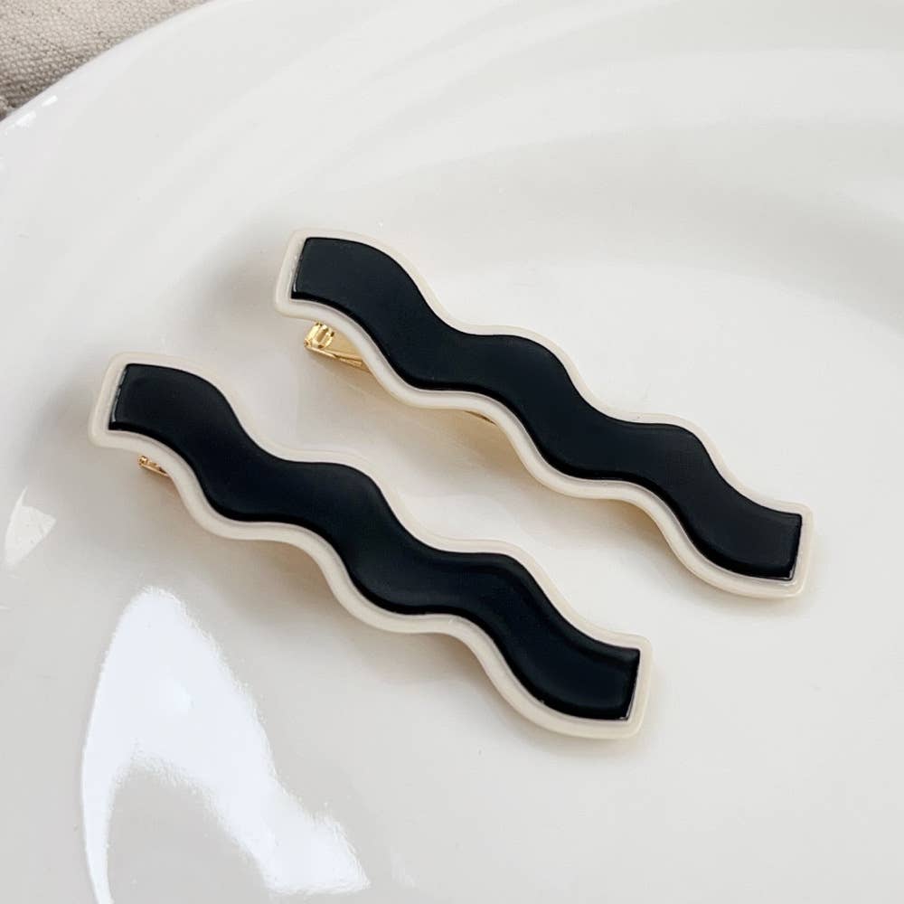 Seamless bangs clip black and white hairpin