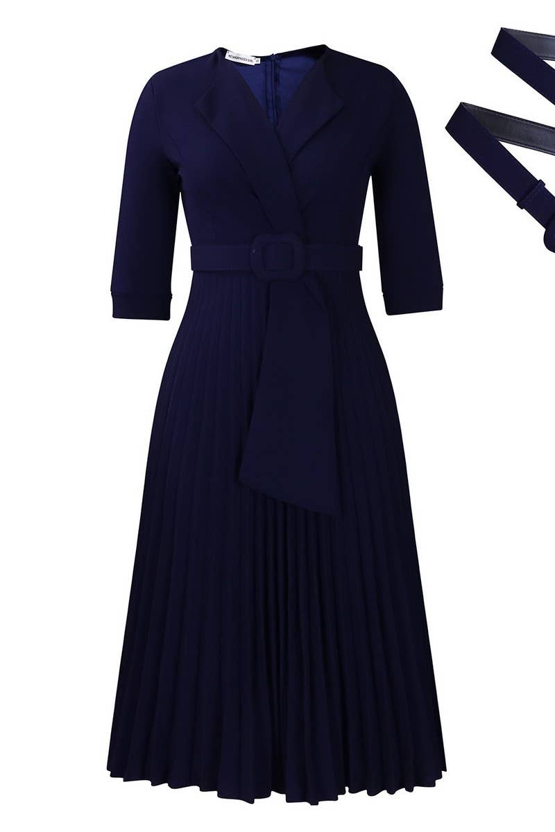 CWDMD01258_2024 FALL WINTER PLUS SIZE PLEATED BLAZER DRESS