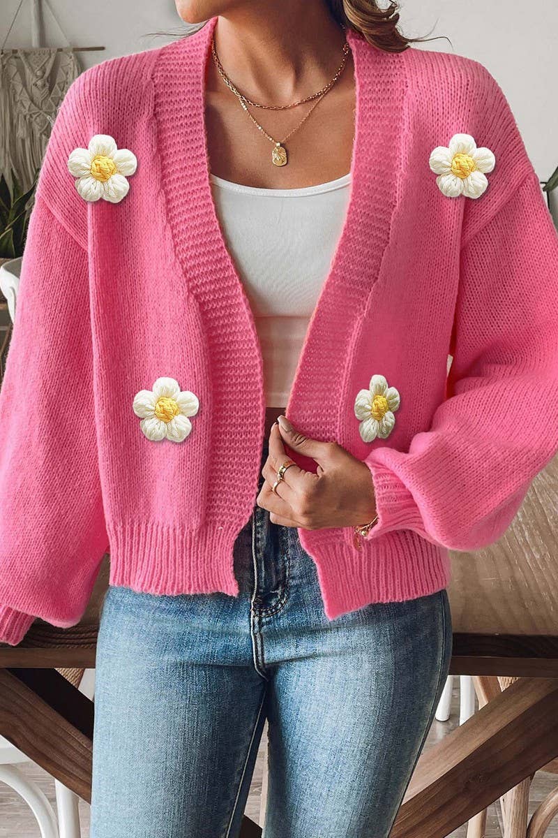 CWOSWL07382_WOMEN CROCHET PATCHWORK KNIT CARDIGAN SWEATER