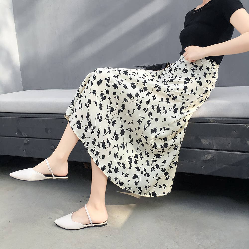 Floral high-waisted slim-fit style skirt