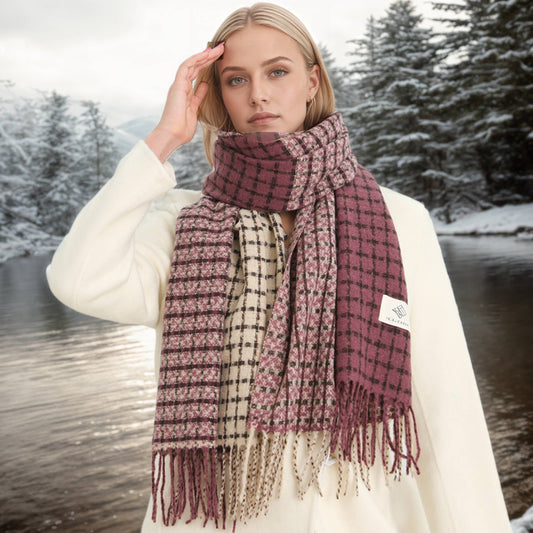 Plaid Colorblock Scarf ??Unisex Warm Winter Shawl_CWASC1447