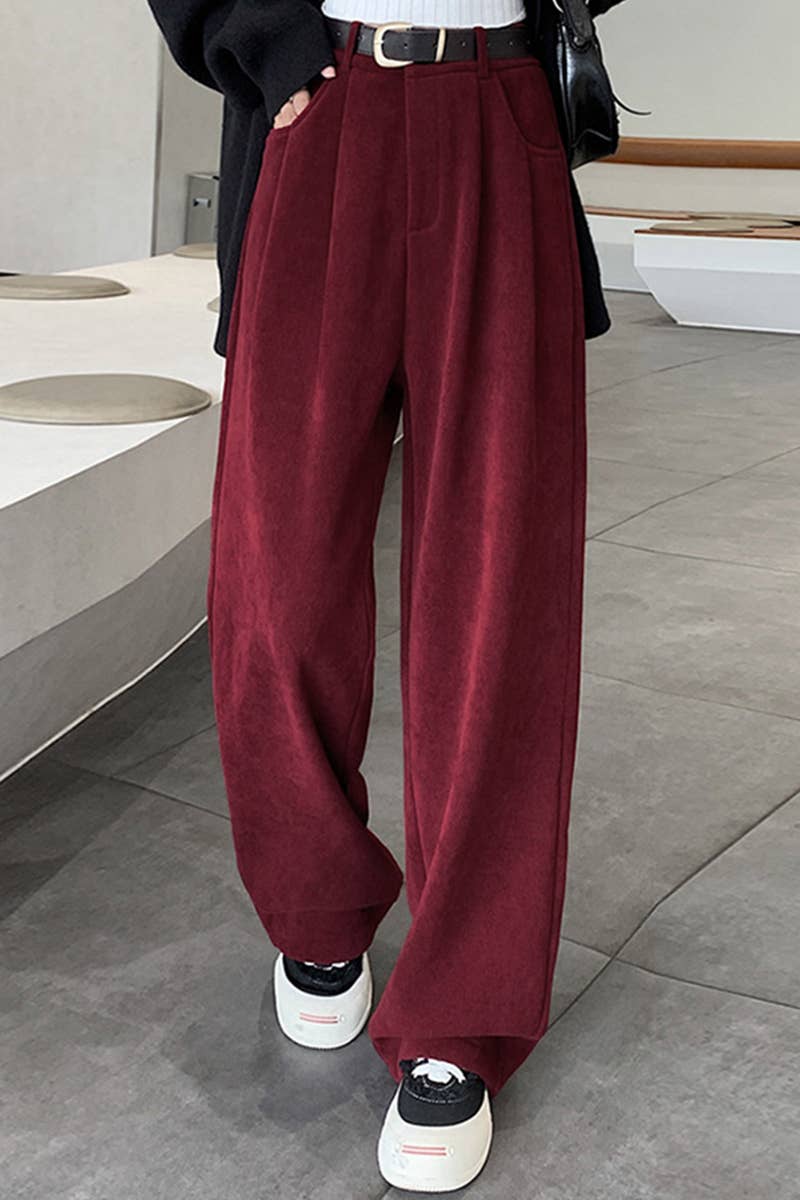 Straight leg high-waisted casual wide-leg pants
