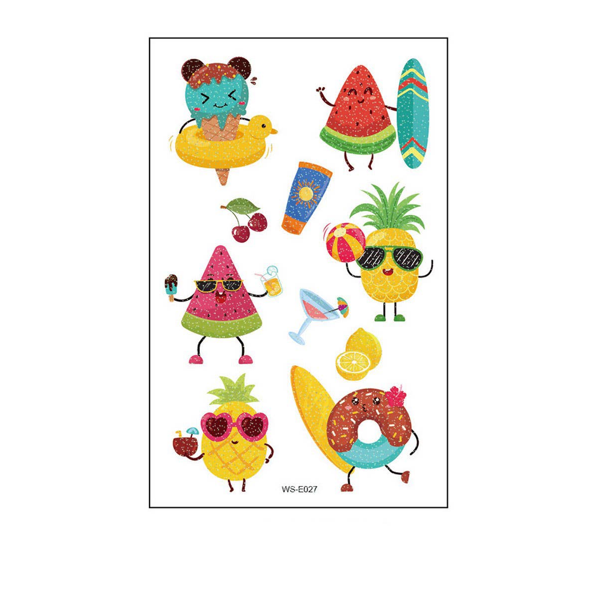 Waterproof Kids Sparkle Fruit & Veggie Tattoos