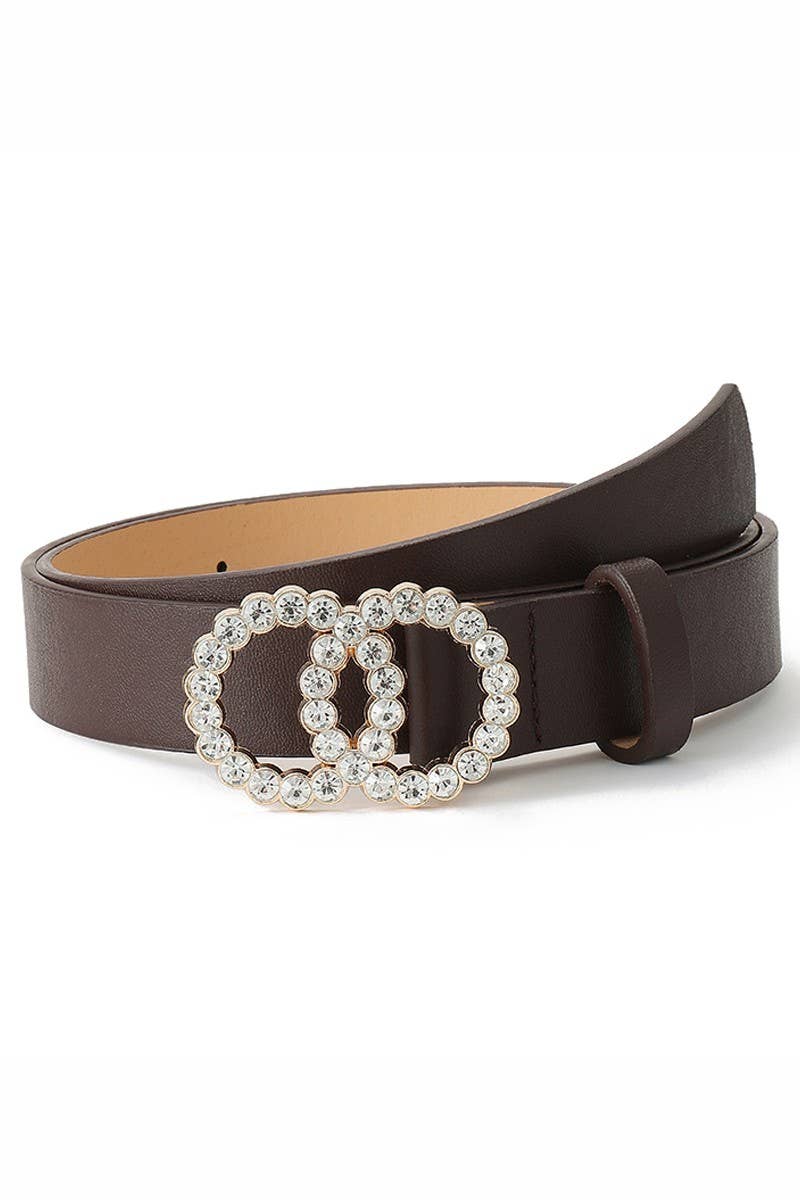 BEADS DETAIL DOUBLE O RING TRENDY LEATHER BELT_CWABE024