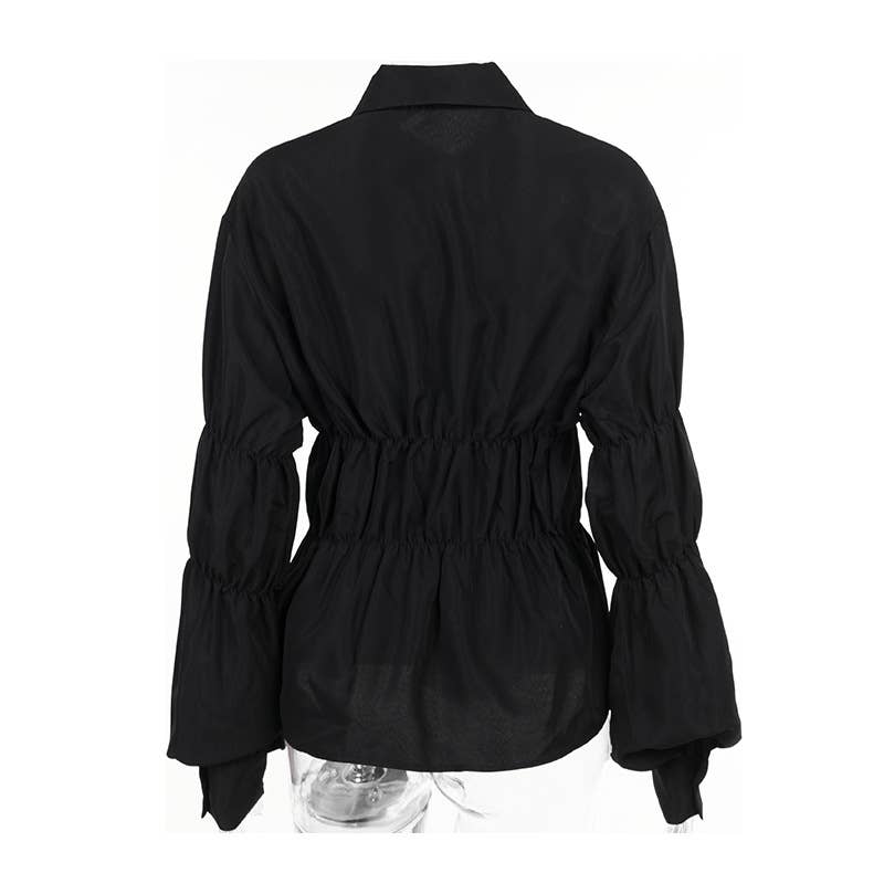 TEMPERAMENT CASUAL PLEATED SHIRT LONG SLEEVE
