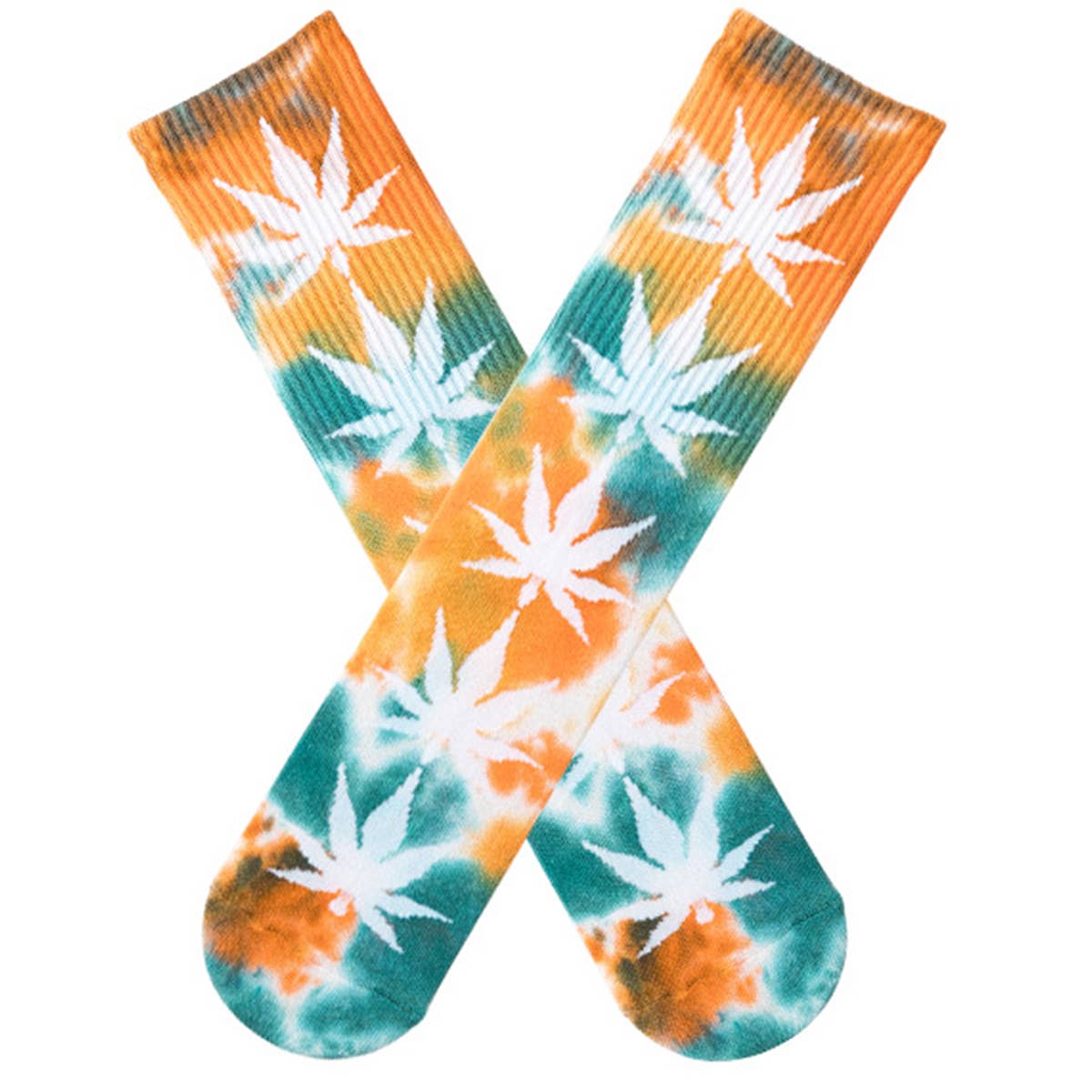 TIE-DYED MAPLE LEAF PATTERN SOCKS