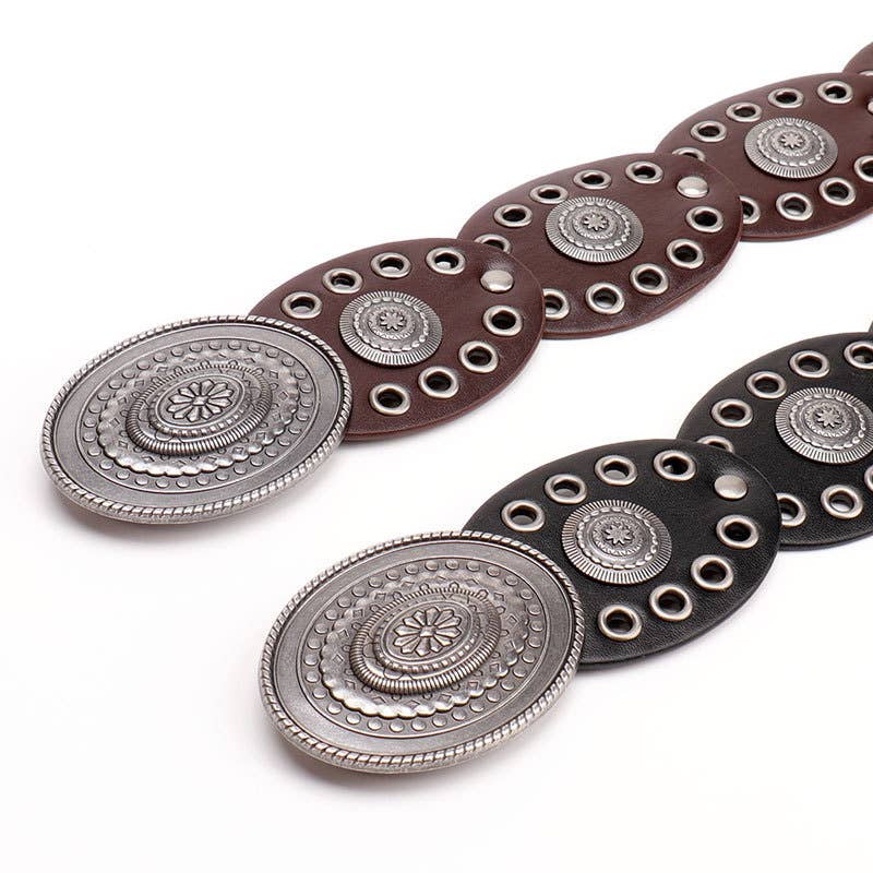 Exaggerated punk-style oval spliced waistband