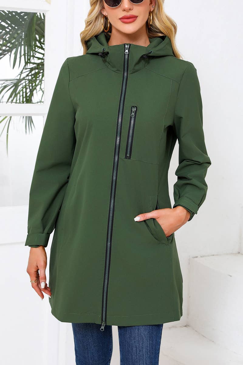 HOODED LONG-SLEEVED SPORTS TRENCH COAT