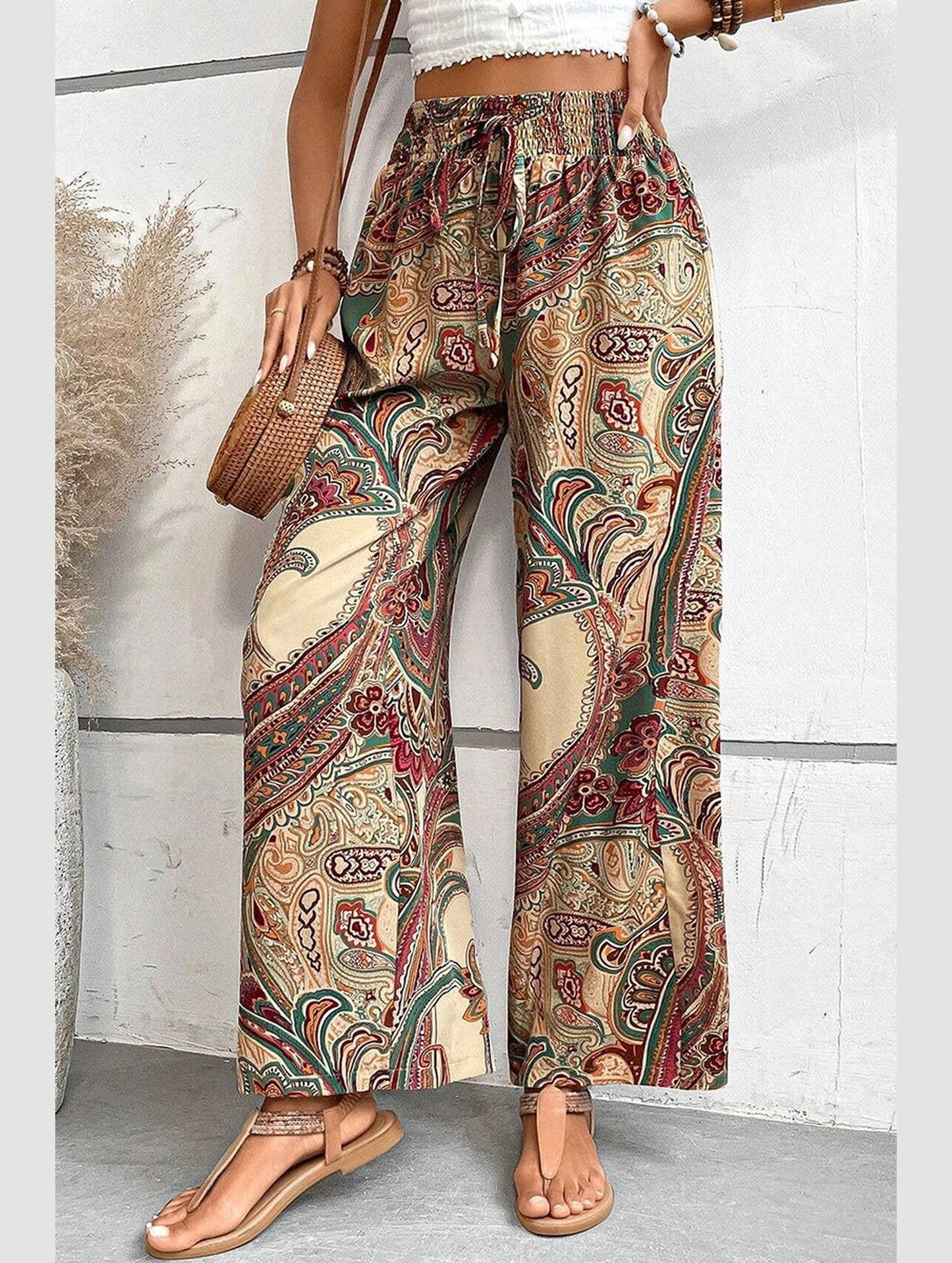 All-in-one printed elastic-waisted wide-leg pants_CWBLP0726