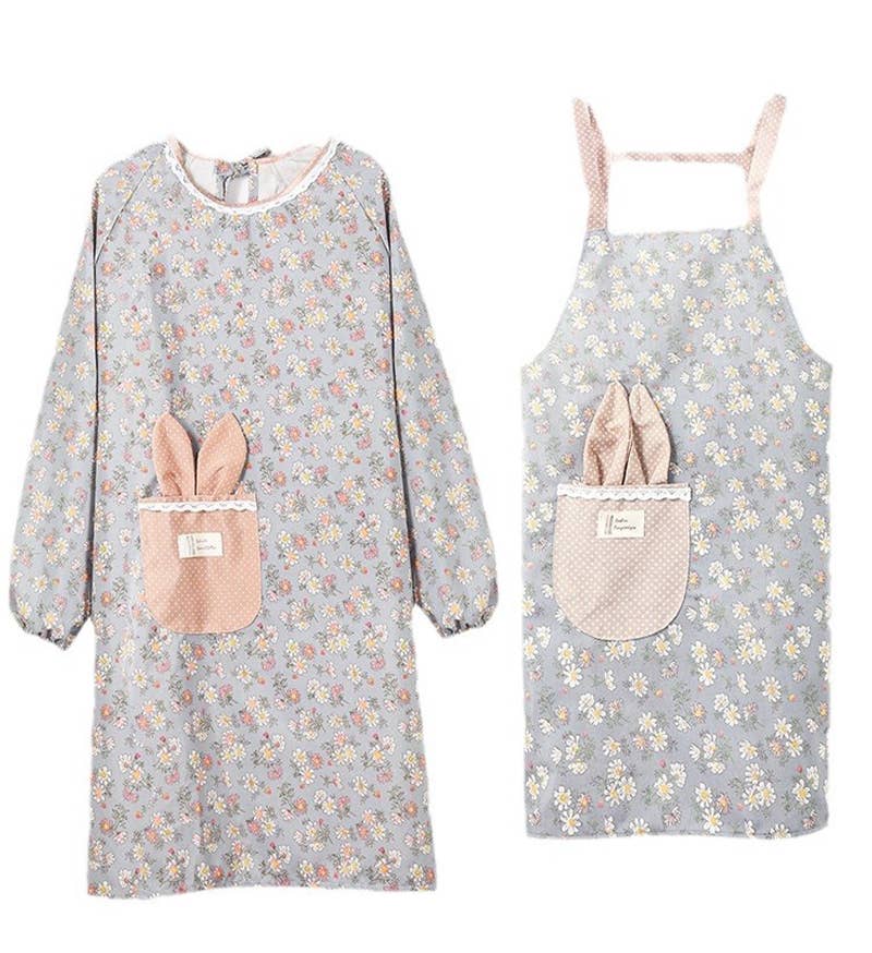 CWMM8271_HOUSEHOLD ANTI-OIL BREATHABLE FLORAL APRON COAT