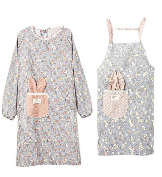 CWMM8271_HOUSEHOLD ANTI-OIL BREATHABLE FLORAL APRON COAT