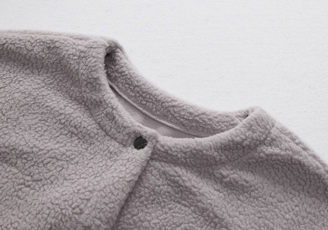 THICKENED LAMB WOOL SINGLE-BREASTED CARDIGAN COAT