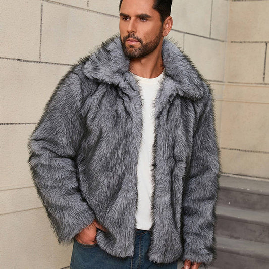 Men¡¯s Faux Fur Short Jacket Fashion Winter Coat