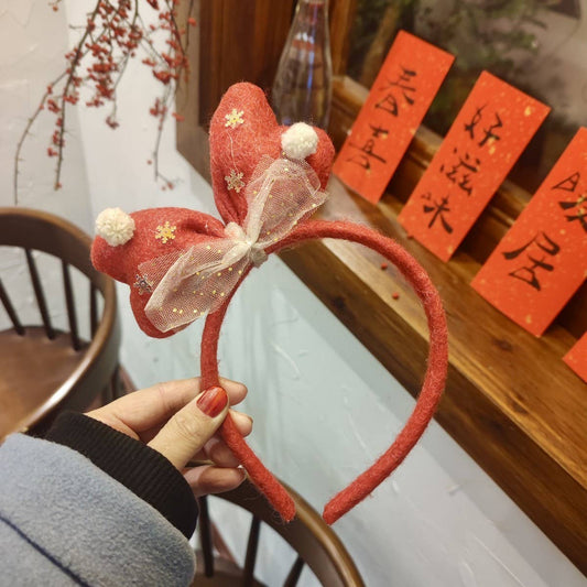 CHRISTMAS CUTE LACEBOW HAIRPIN HEADBAND DECORATION