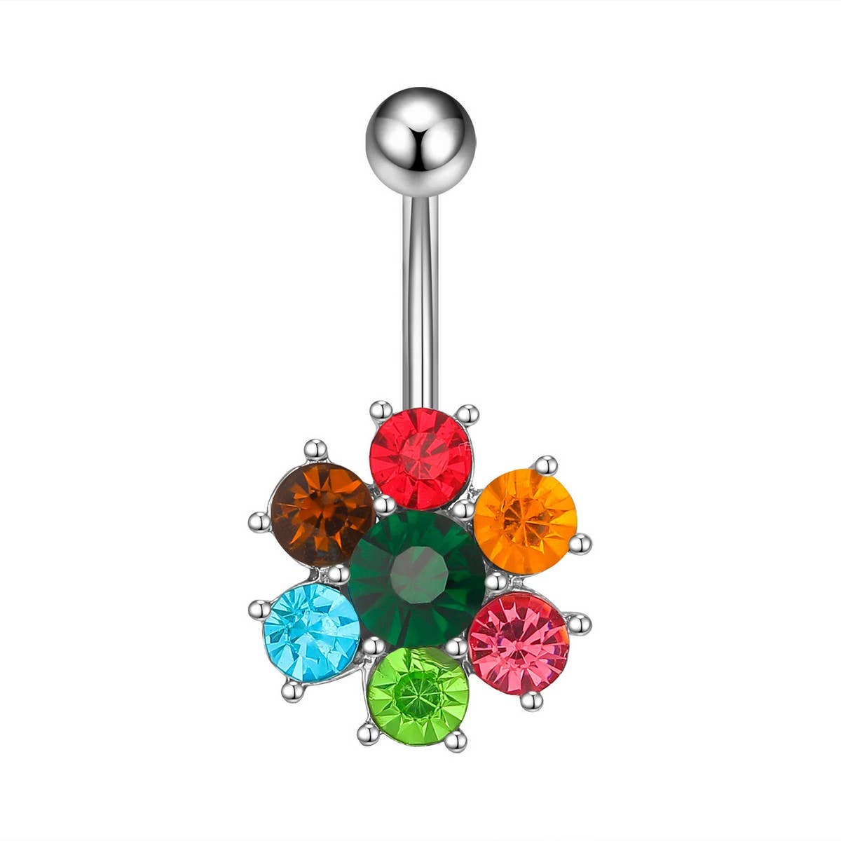 Delicate Colorful Flower Belly Ring Hot Sale