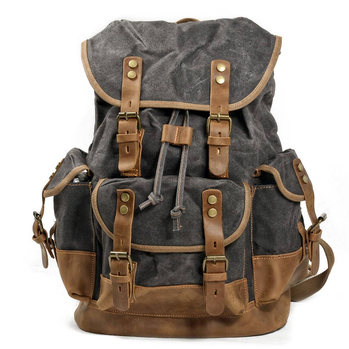 Canvas Leather Hiking Backpack for School & Travel_CWAB5518