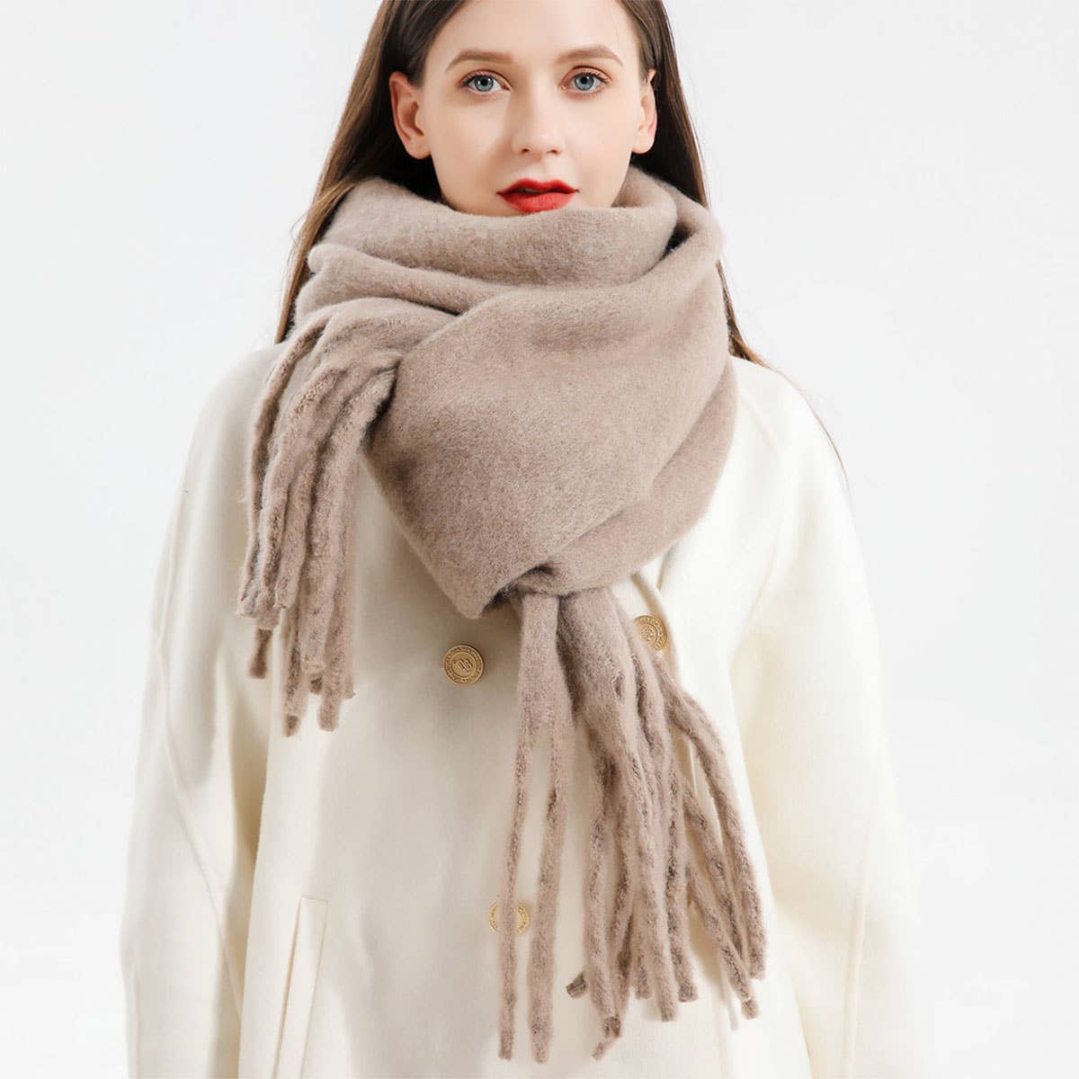 Wool Knit Scarf ??Thick Long Solid Winter Wrap_CWASC0166