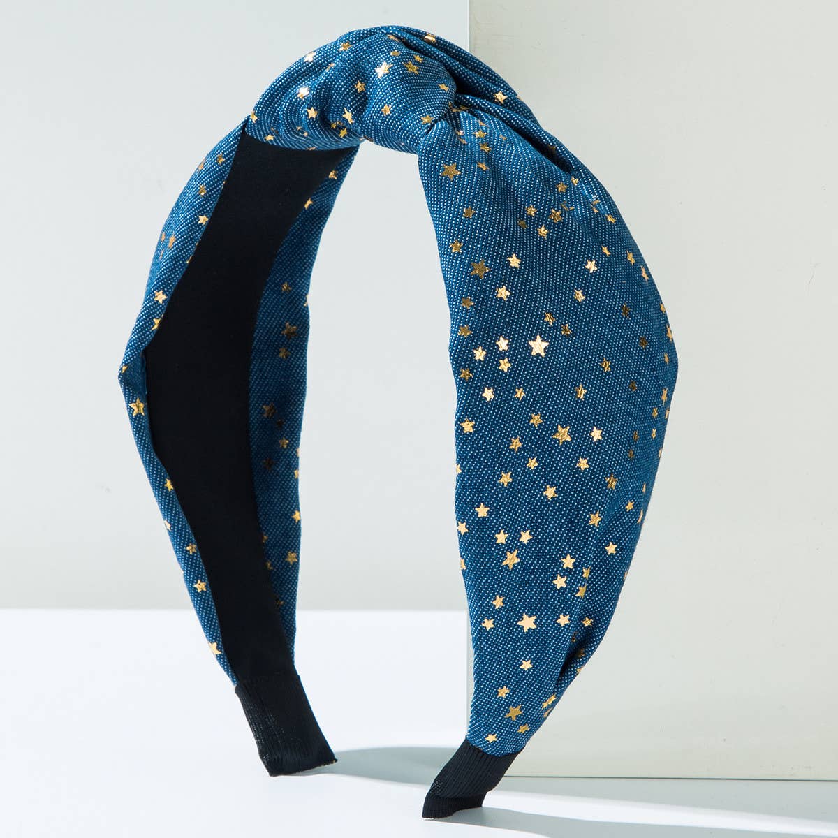 GOLD FIVE-POINTED STAR WIDE KNOTTED HEADBAND