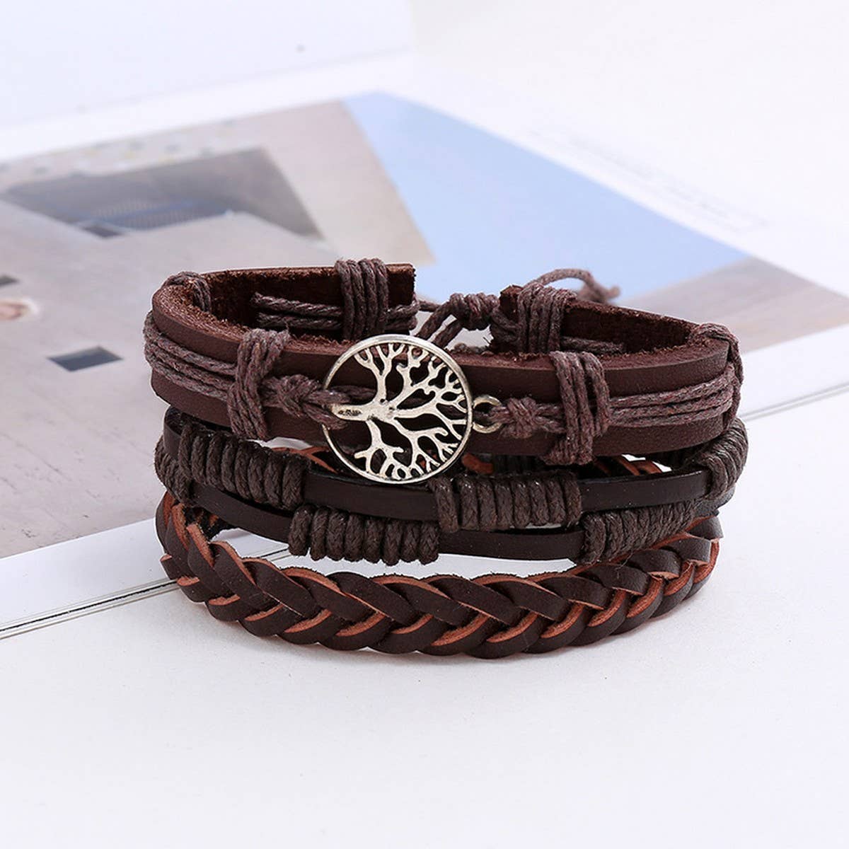 VINTAGE BRAIDED MEN'S LEATHER BRACELET