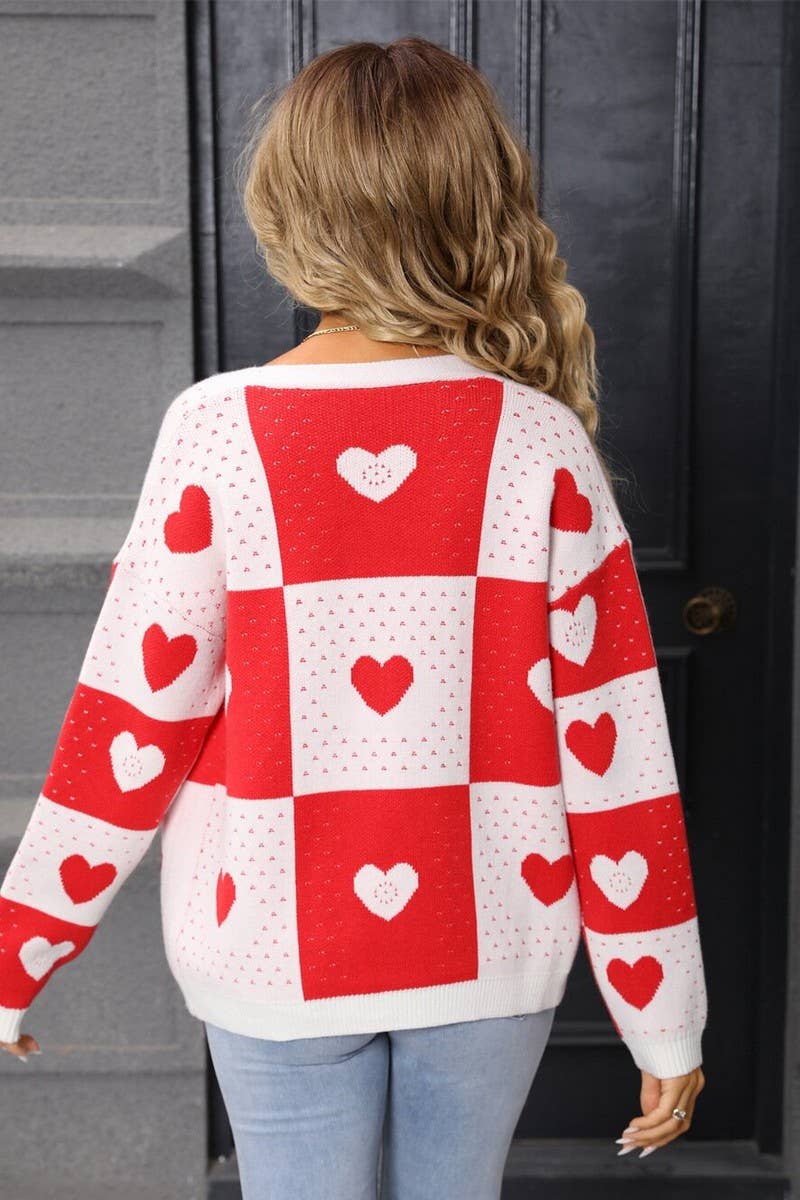 CWOCAL00799_VALENTINE HEART V NECK KNIT CARDIGAN