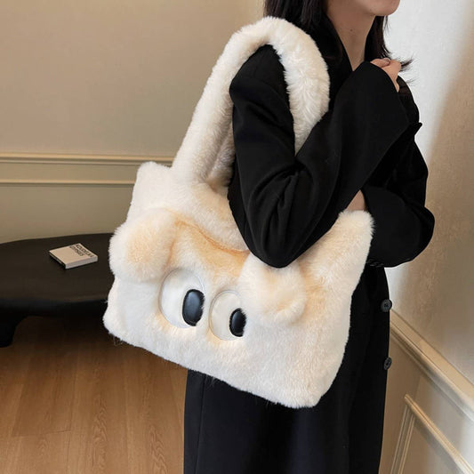 WINTER CARTOON LARGE CAPACITY SHOULDER PLUSH BAG_CWAB3937