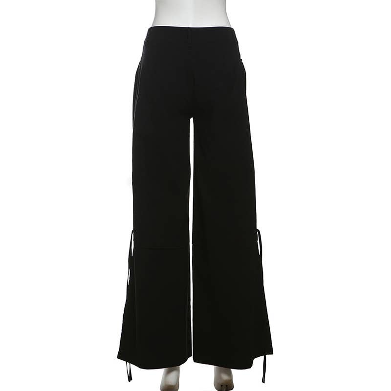 LOOSE STRAIGHT LEG PANTS WITH MULTI-POCKET ZIPPER