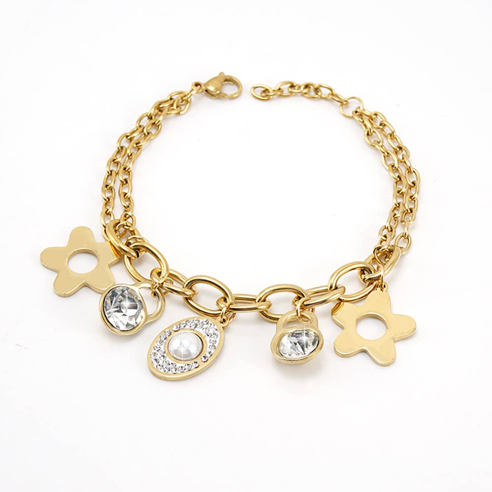 18K GOLD TITANIUM STEEL DOUBLE-LAYERED BRACELET