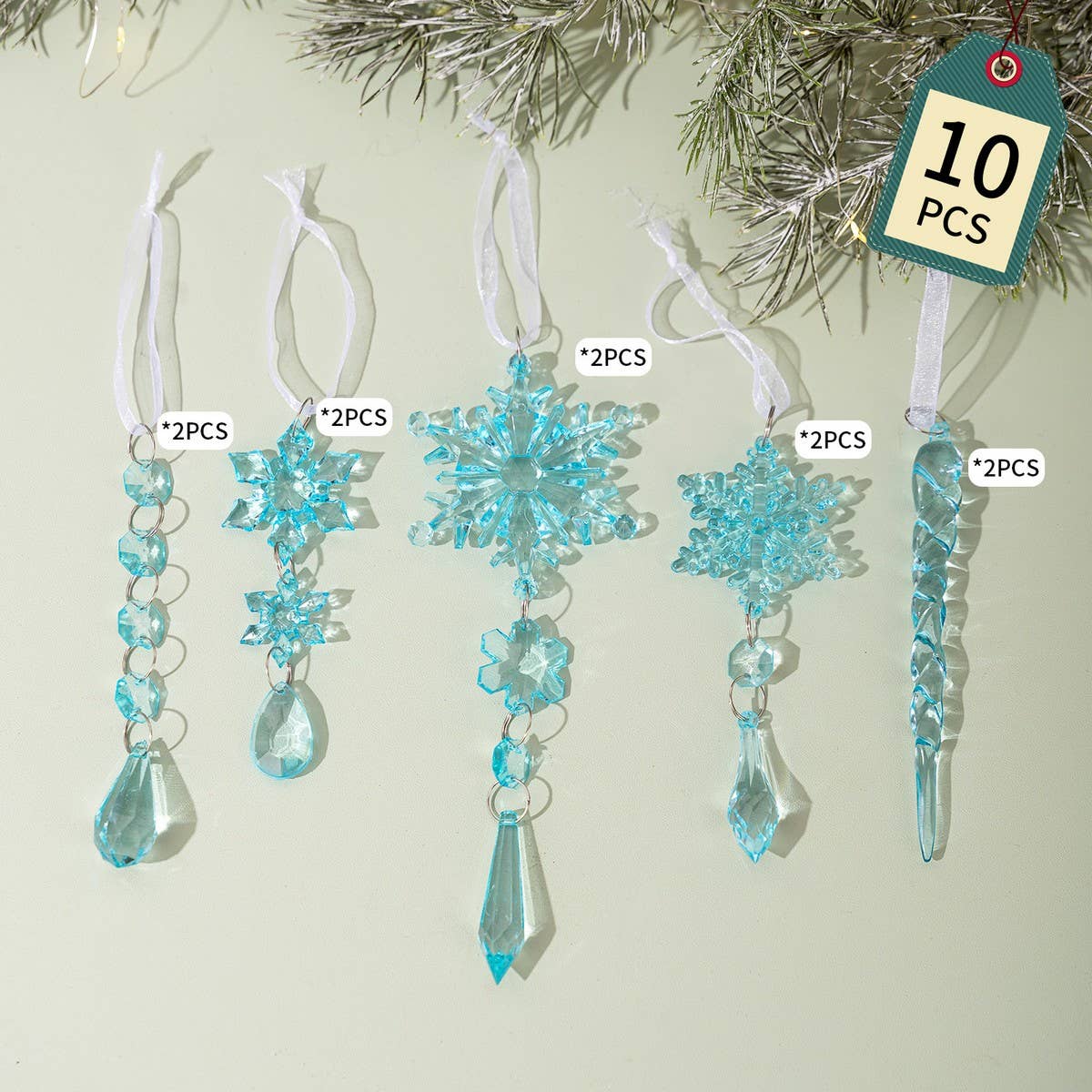 CWMM10168_CHRISTMAS ACRYLIC ICICLE SNOWFLAKE ORNAMENTS