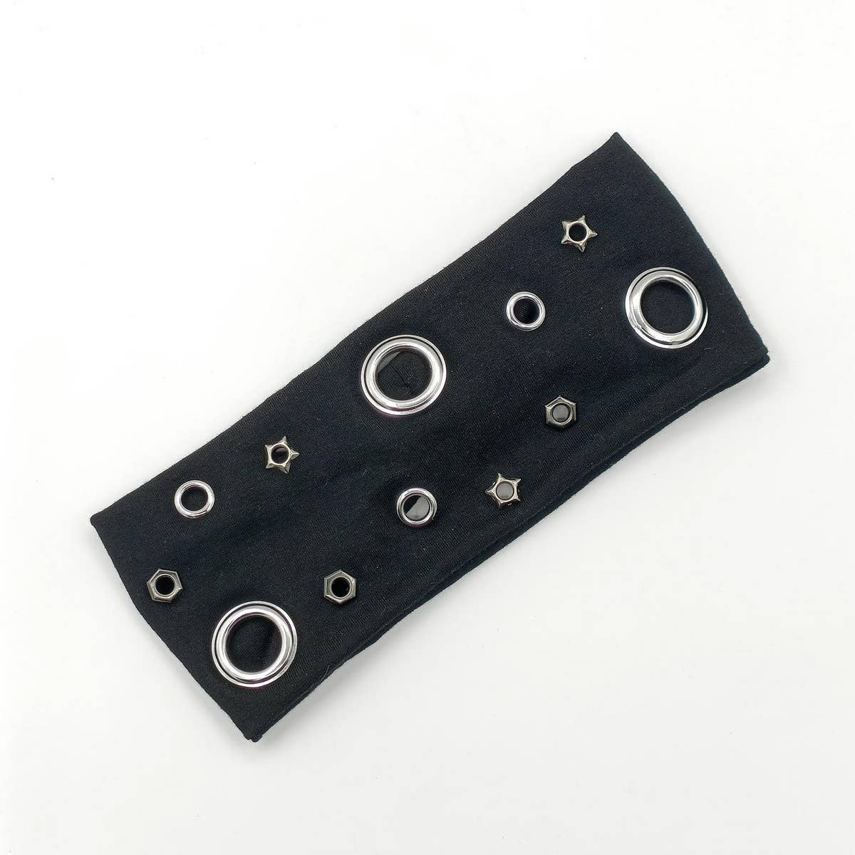 Elastic Punk Headband with Mixed Metal Studs