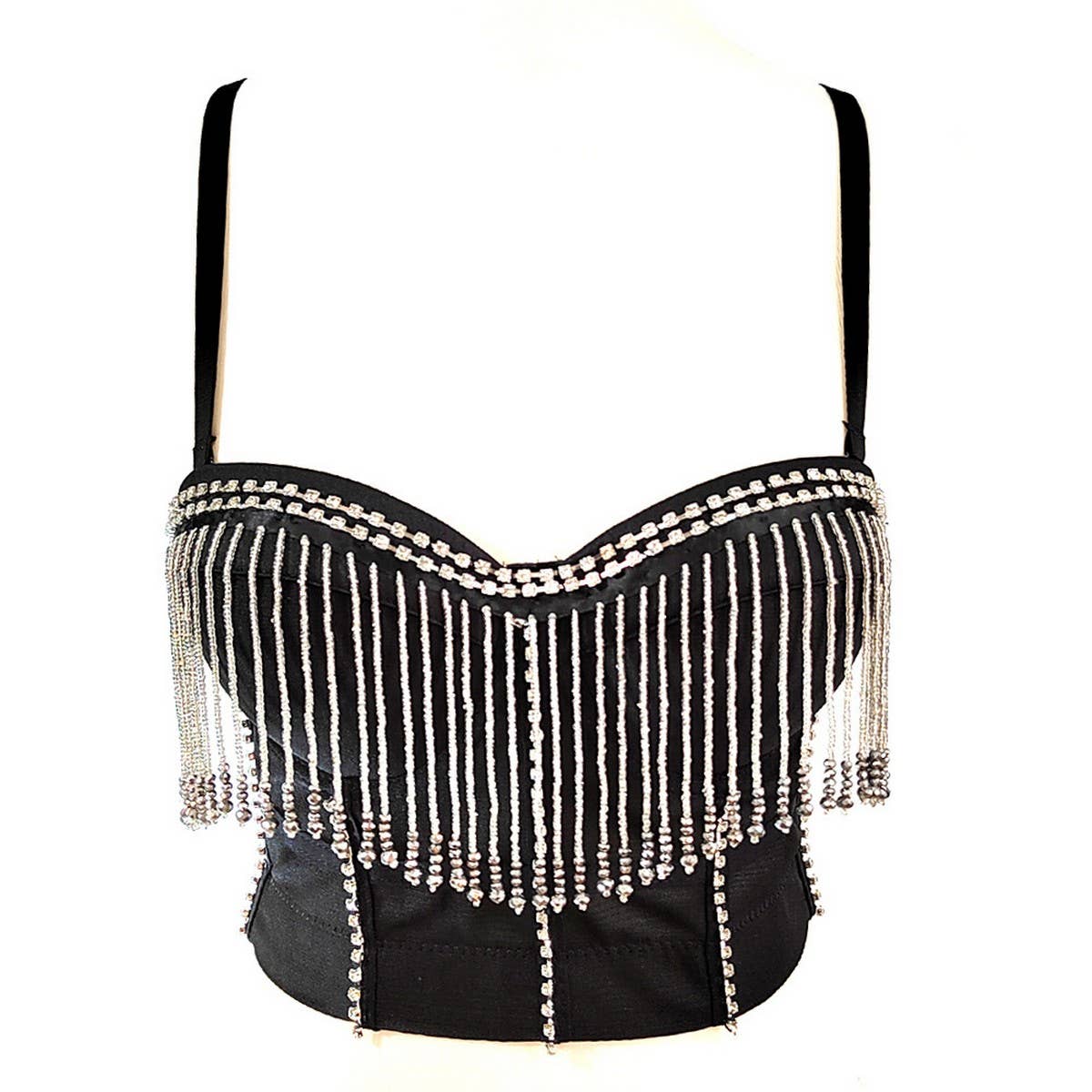 SEXY RHINESTONE TASSEL HERRINGBONE CORSET