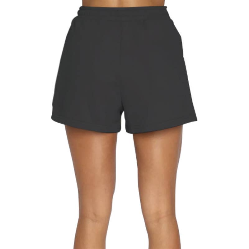 Pocket solid-color shorts and hoodie set