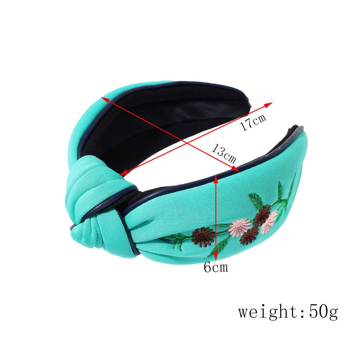 VINTAGE EMBROIDERED WIDE KNOTTED HEADBAND