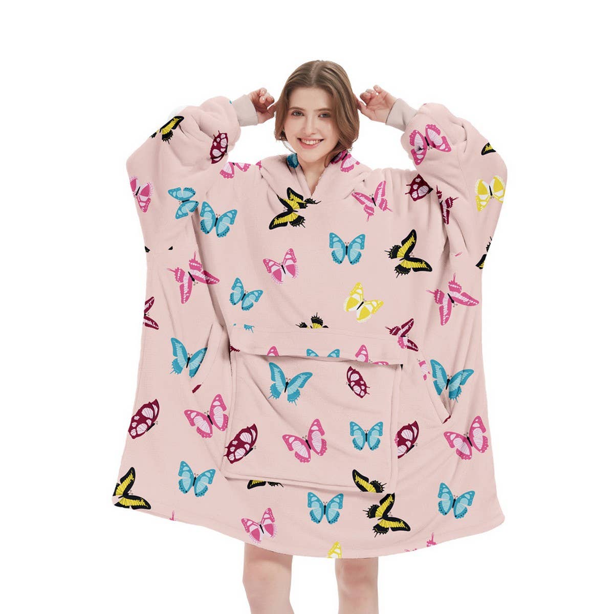 Long Leopard Sherpa Hoodie Blanket for TV & Sleep