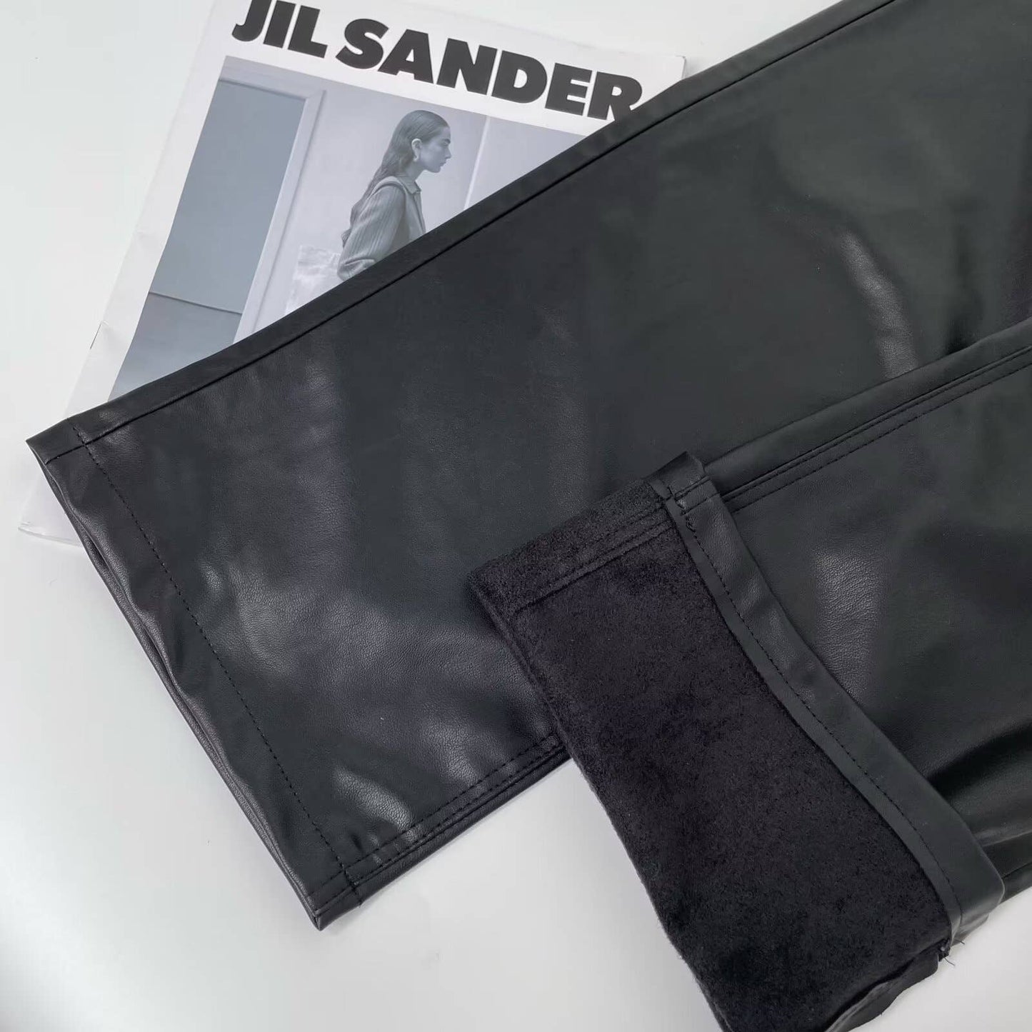 FASHION HIGH WAIST STRAIGHT TUBE PU LEATHER PANTS