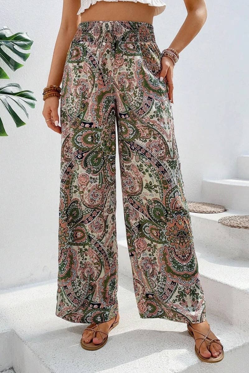 CWBMP0140_STYLISH ALL-IN-ONE PRINTED ELASTIC WIDE-LEG PANTS