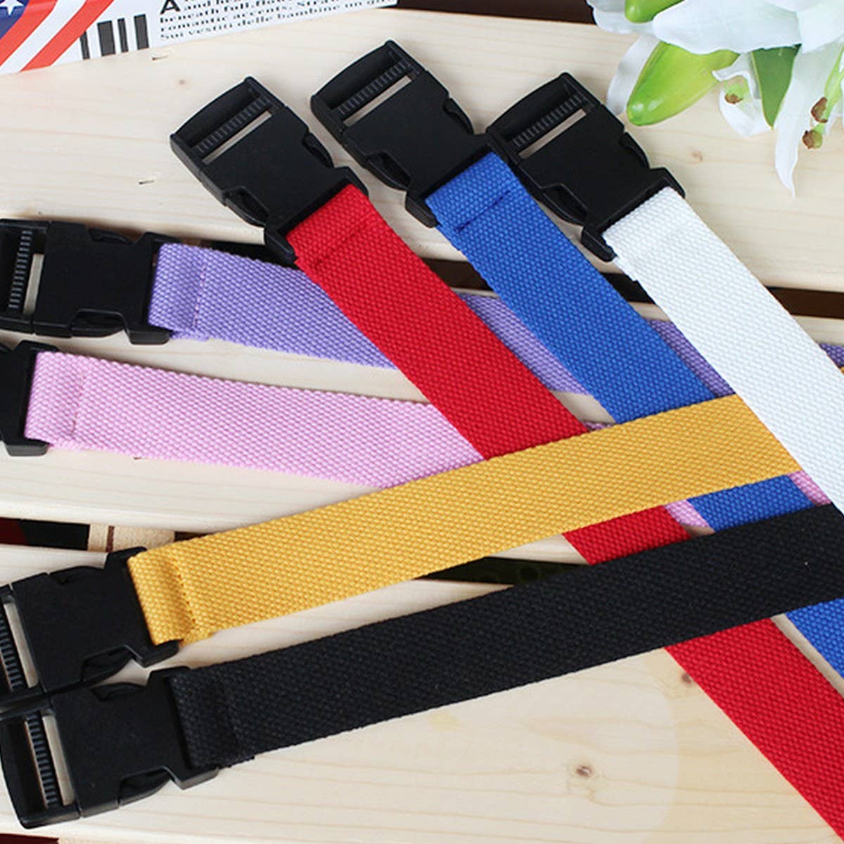 CWABE0566_SOLID COLOR PLASTIC BUCKLE CANVAS BELT