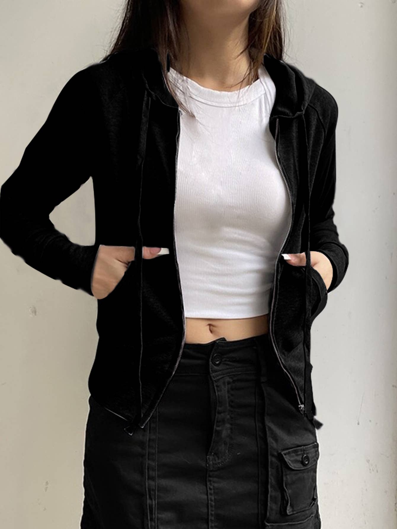 TEMPERAMENT SLIM SHORT ZIP-UP CARDIGAN COAT