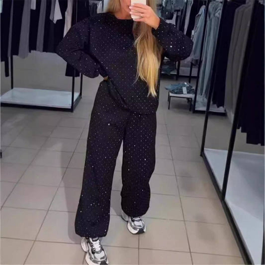 ROUND NECK TOP DRAWSTRING TIE FOOT TWO-PIECE SET