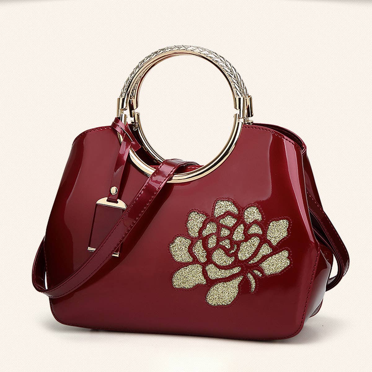 VINTAGE PRINT SHINY SHELL TOTE BAG_CWAB2640