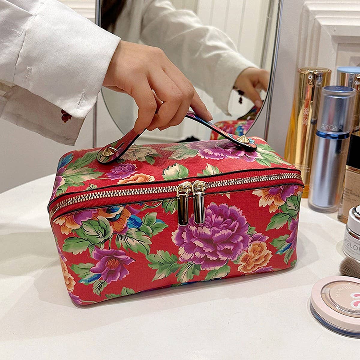 NEW CHINESE STYLE BIG FLOWER COSMETIC BAG_CWAB4499