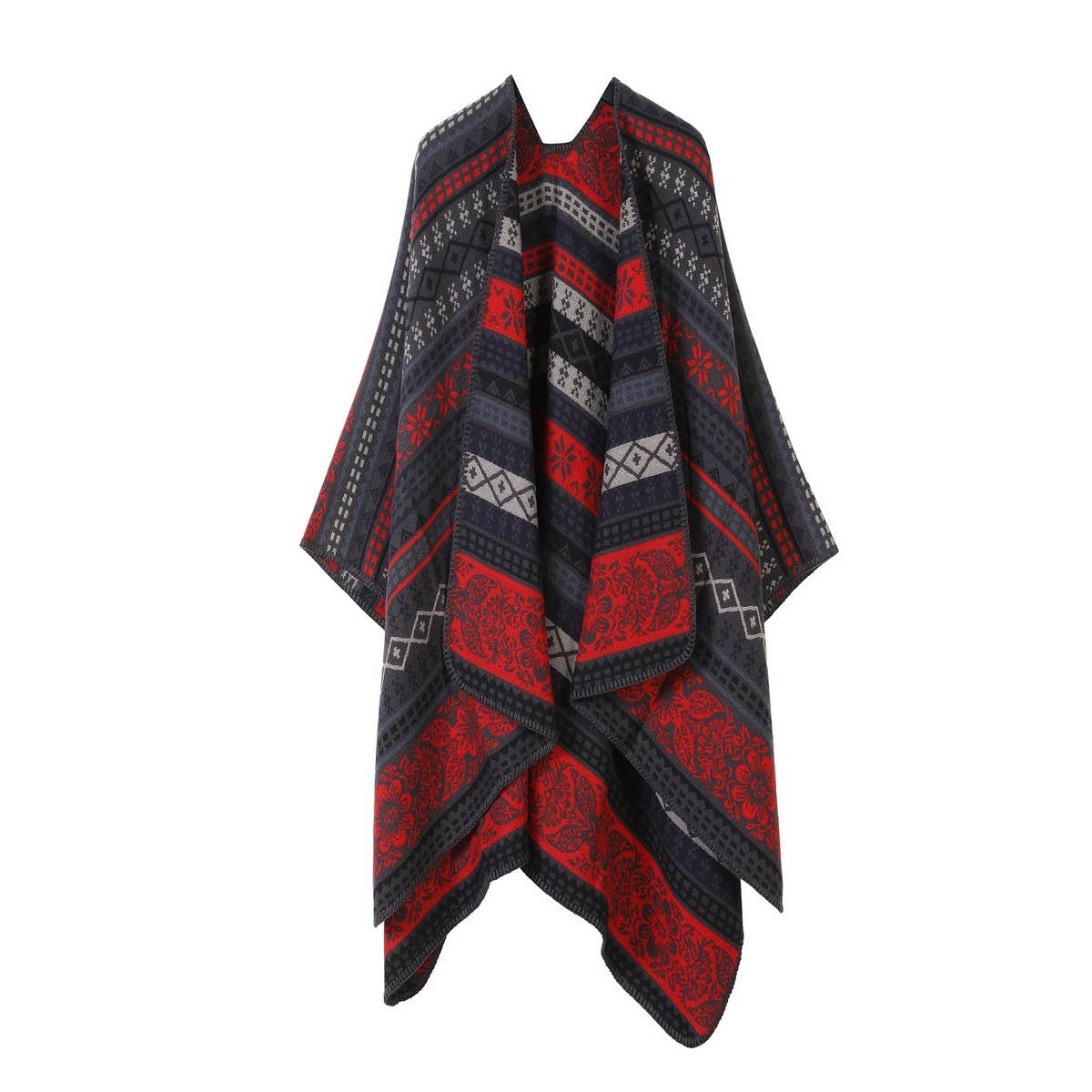 LINE PATTERN SCARF THICKENED KNITTED CAPE SHAWL