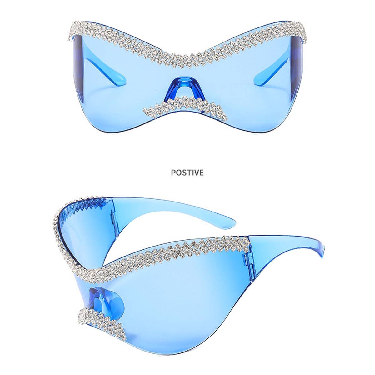 LUXURY RHINESTONE LARGE FRAME CYCLING SUNGLASSES